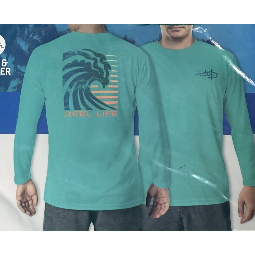 New Men's Reel Life Sun Defender Long Sleeve UV Tee Arcadia size XL